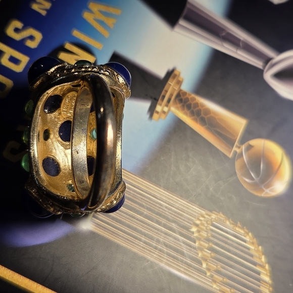 Kenneth Jay Lane Blue and Green Statement Ring - Picture 6 of 6